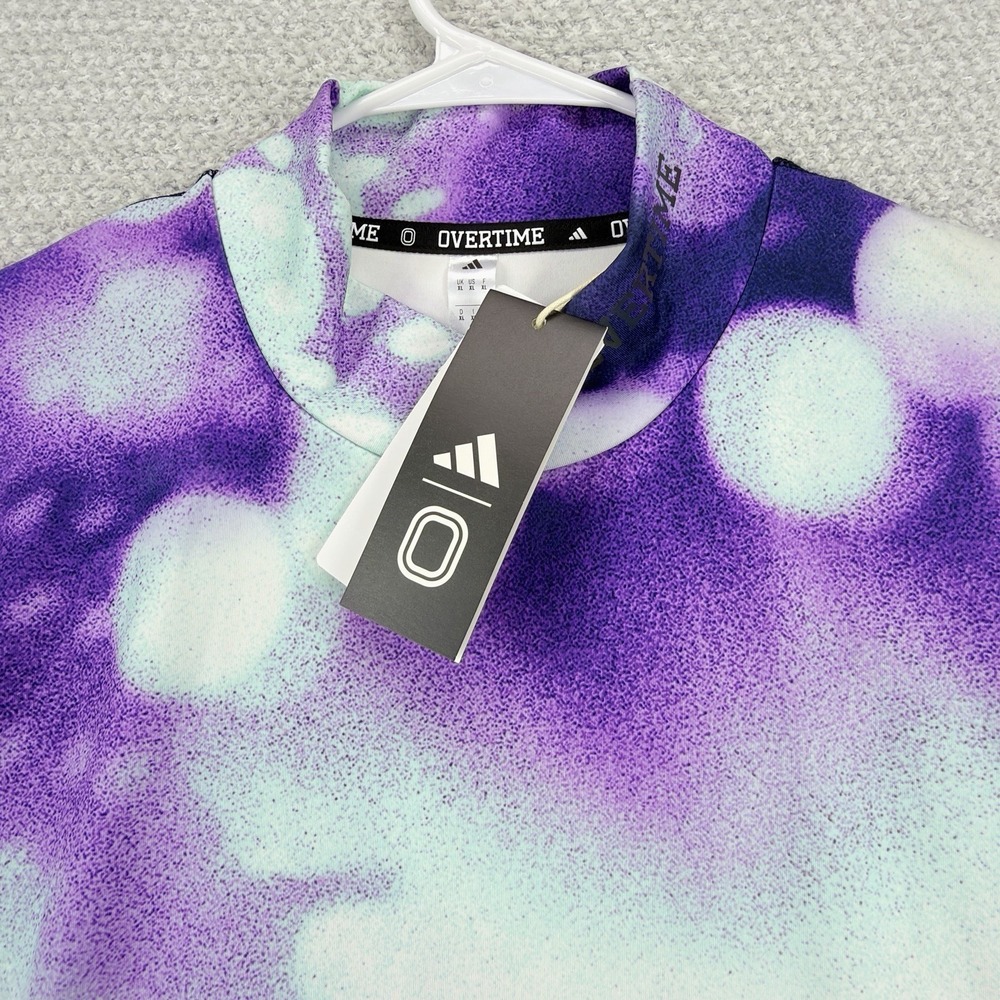 Adidas x Overtime Compression T-Shirt Mens XL Purple Tech Fit Mock Neck Training - Picture 2 of 13